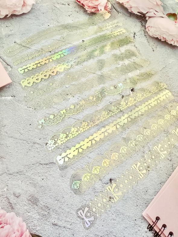 Holographic Floral Frame Stickers