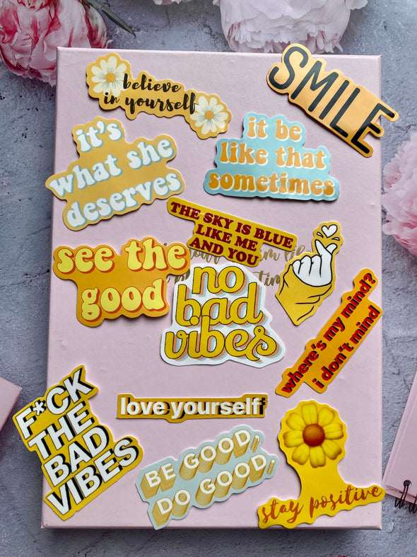 Colorful Motivational Quotes Die Cut Stickers Set