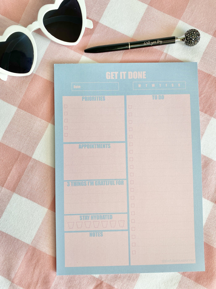 Blue & Pink Large Daily Notepad